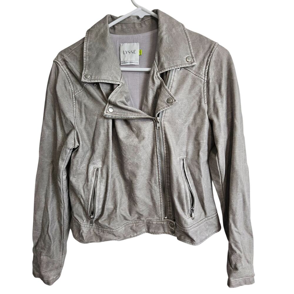 Anthropologie Lysse Womens Faux Leather Moto Jacket Sz S Biker Rockability Crop